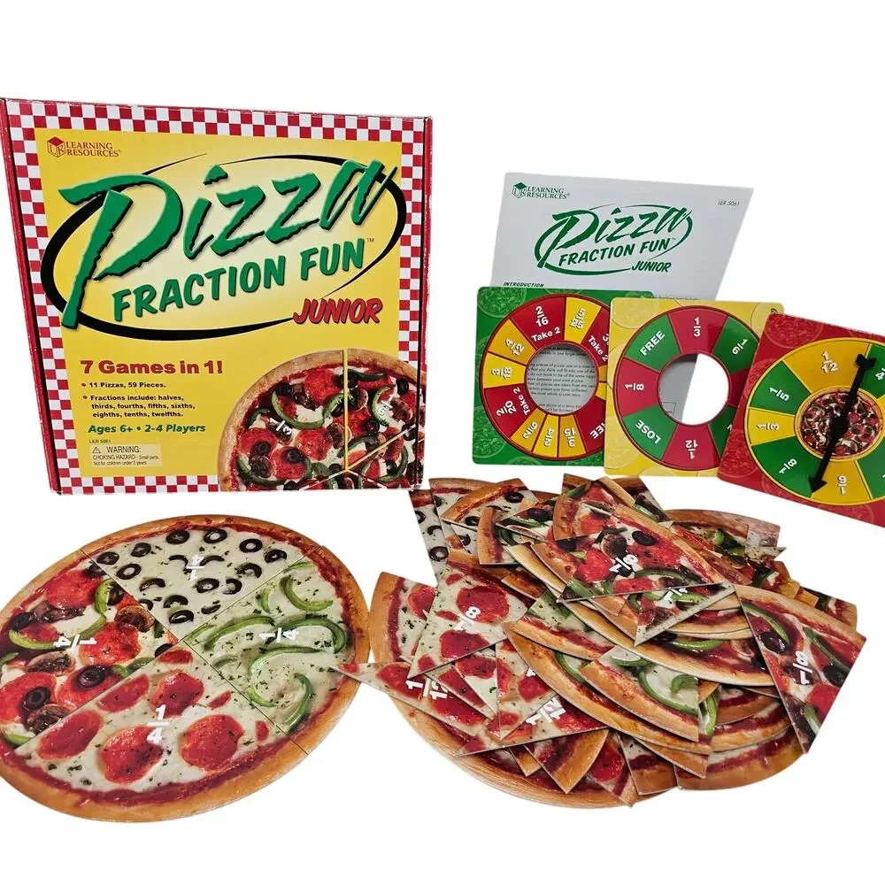 Fraction Fun Jr Math Game Pizza 7 Games in 1 Teacher Aid Home School COMPLETE